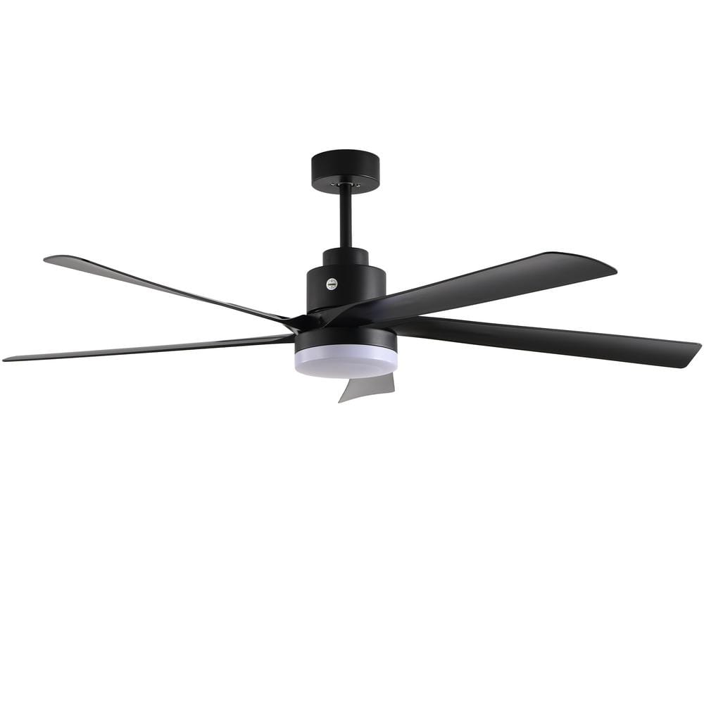 65 in. Smart Indoor Black with Light 5-Blade Dimmable LED Ceiling Fan with 