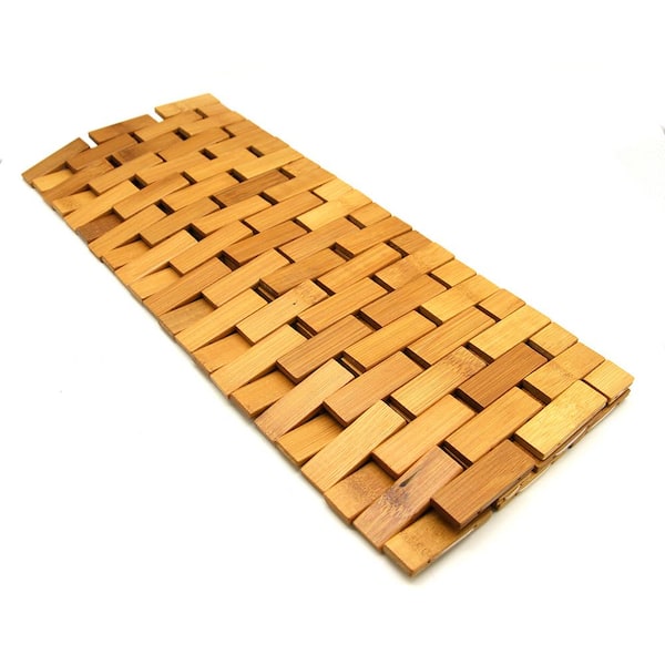 010 Non-Slip Mold Resistant Bamboo Floor Mat Bathroom Wood Stripe Floor  Doormat Bath Solid Wood