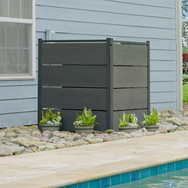 Bessemer 4 ft. x 3.3 ft. WoodTek Vinyl Charcoal Privacy Screen Kit 2-Panel