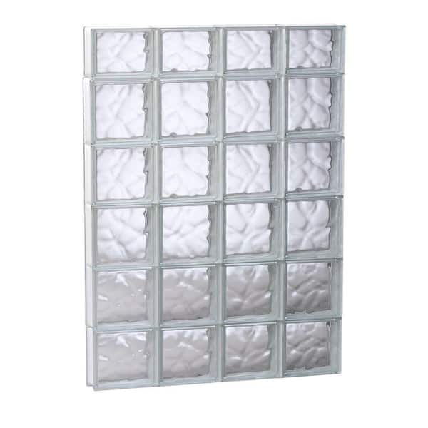 Clearly Secure 31 in. x 44.5 in. x 3.125 in. Frameless Wave Pattern Non-Vented Glass Block Window