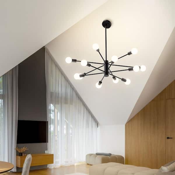 EDISHINE Klotilda 12-Light Matte Black Dimmable Sputnik Modern