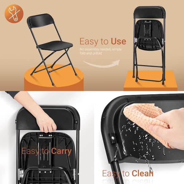 VINGLI 20 Pack Black Plastic Folding Chair, Indoor Outdoor Chair for Party  Event