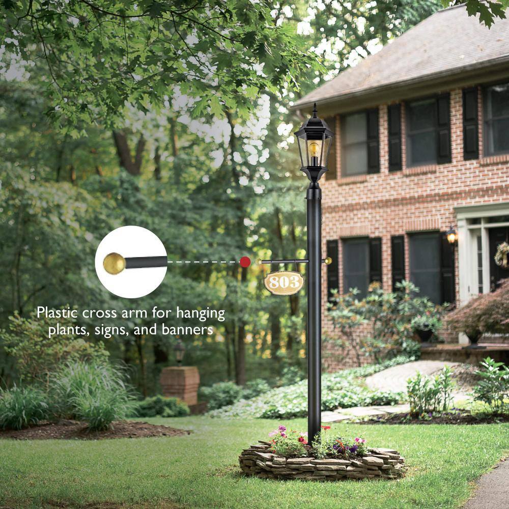 80-Inch Bronze Powder Coated Outdoor Lamp Post with Cross Arm