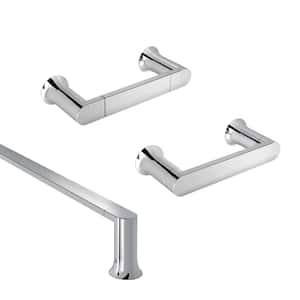 Genta LX 3-Piece Bath Hardware Set with 24 in. Towel Bar, Hand Towel Bar, and Toilet Paper Holder in Chrome