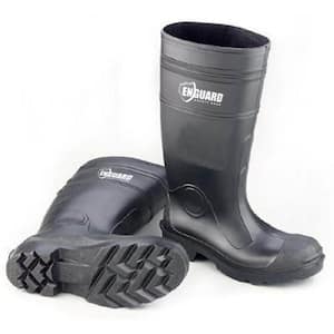 Men PVC Plain Toe Boots - Black Size 7