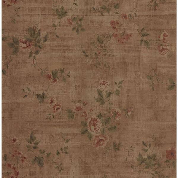 Brewster Madison Florals Copper Textured Rose Wallpaper Sample