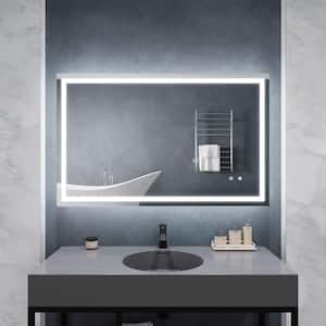 48 in. H x 30 in. W Large Rectangular Frameless LED Light Wall Mounted Bathroom Vanity Mirror with Defogger