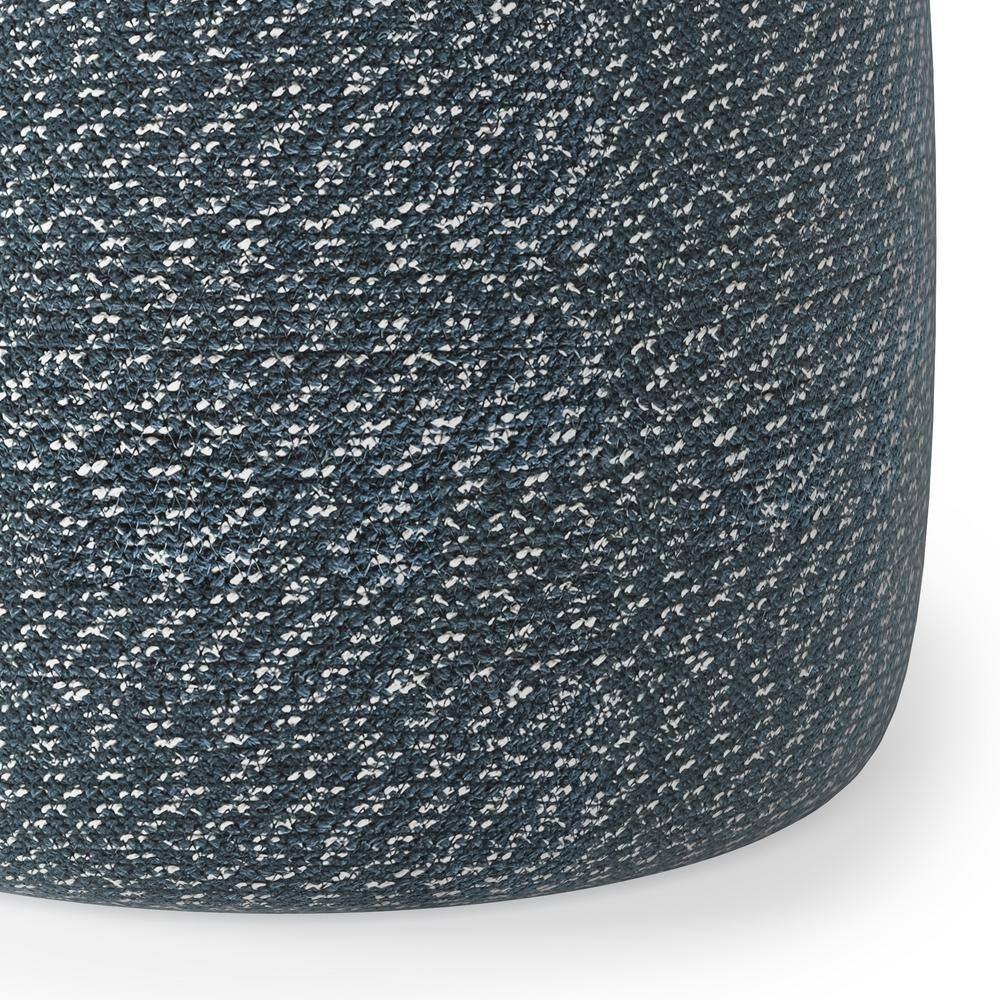 Bayley Round Braided Pouf in Aegean Blue and Natural Cotton