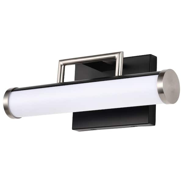SATCO Solano 12 in. Black/Brushed Nickel LED Vanity Light, 3000K