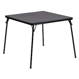 Madelyn 33 in. Black Plastic Tabletop Folding Card Table with Collapsible Legs