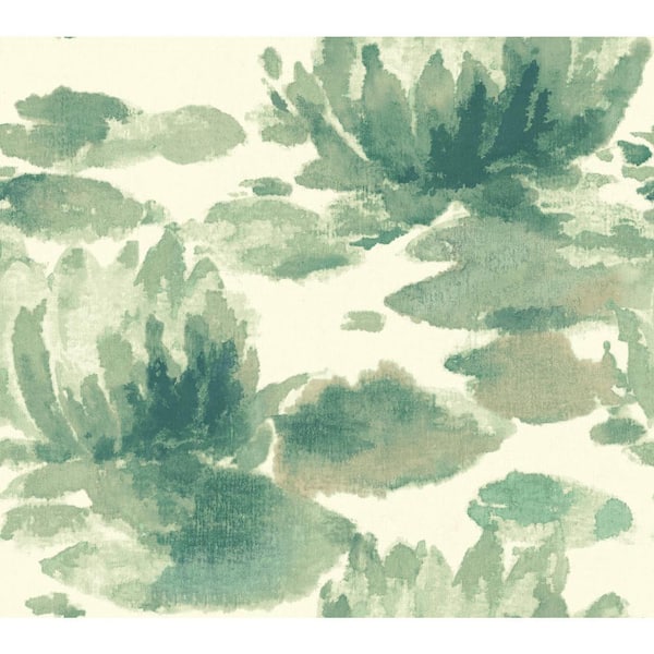 York Wallcoverings Green Water Lily Unpasted Paper Matte Wallpaper, 27 in. by 27 ft.