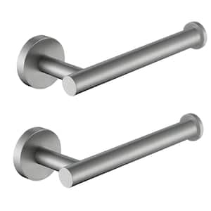 Wall Mounted Single Arm Toilet Paper Holder in Stainless Steel Brushed Nickel (2-Pack)
