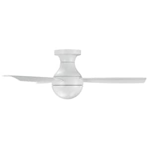 Orb 44 in. Indoor/Outdoor Matte White 3-Blade Smart Compatible Flush Mount Ceiling Fan with Remote Control