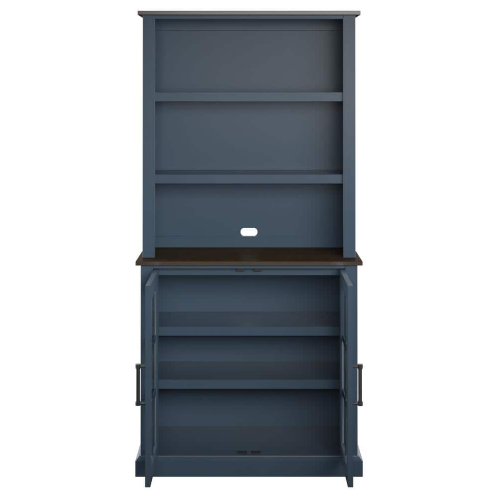Fontana Blue and Dark Wood 36" China Cabinet Hutch