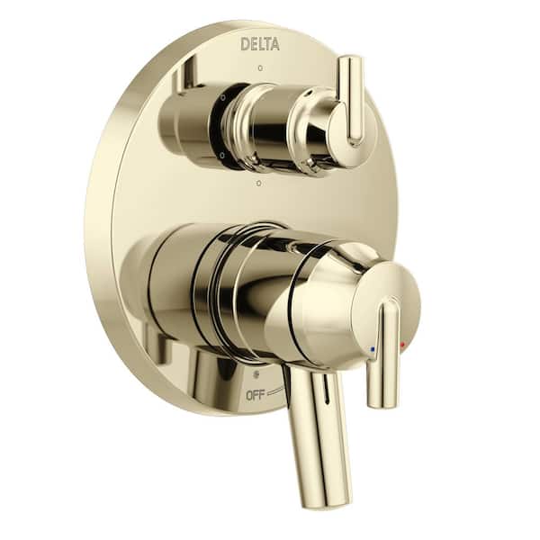 Delta Trinsic 2-Handle Wall Mount Valve Trim Kit in Polished Nickel with 6-Setting Integrated Diverter (Valve Not Included)