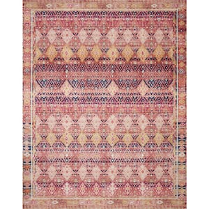 Layla Magenta/Multi 2 ft. 3 in. x 3 ft. 9 in. Distressed Bohemian Printed Area Rug