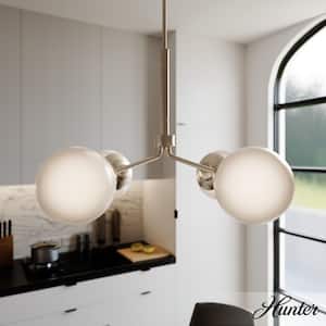 Hepburn 4-Light Brushed Nickel Branch Chandelier with Cased White Glass Shades