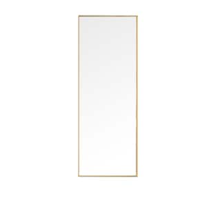 24 in. W x 65 in. H Modern Rectangle Wall-Mounted Alloy Framed Full Length Mirror in Golden
