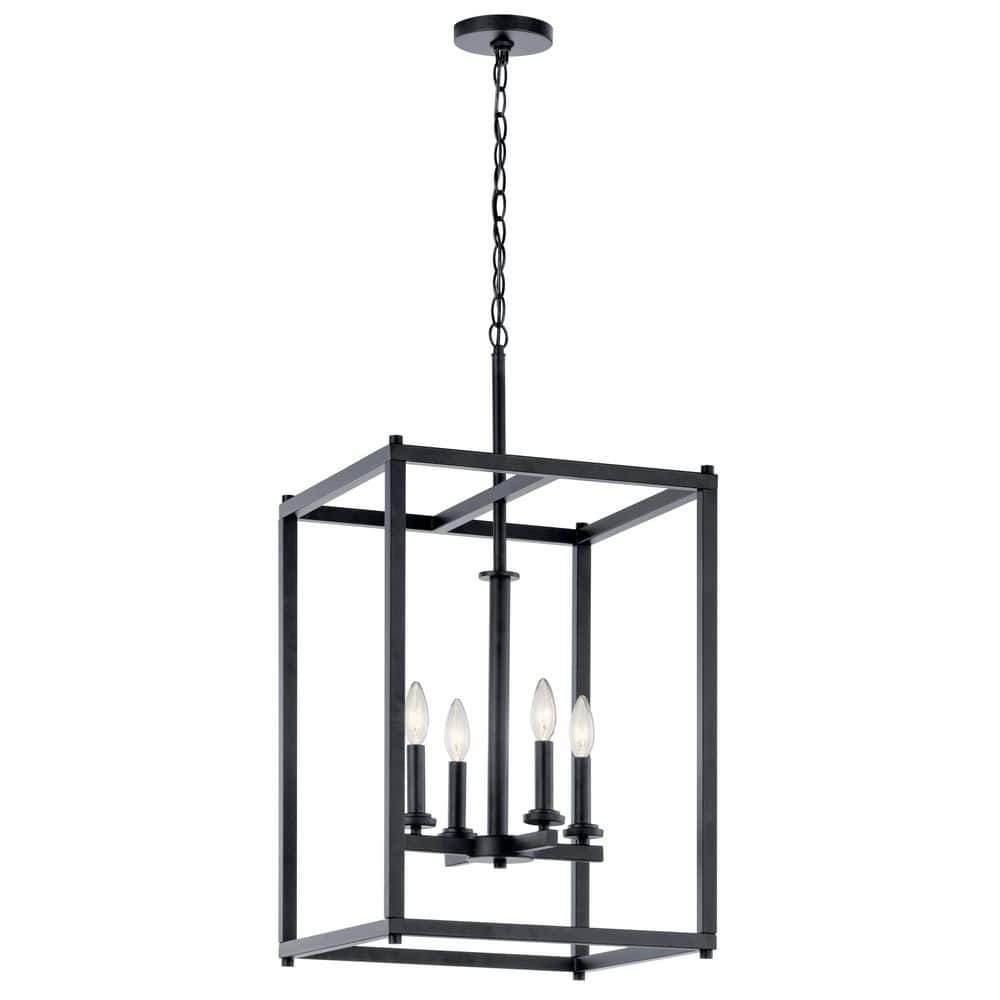 Crosby 16" Black Steel 4-Light Foyer Pendant