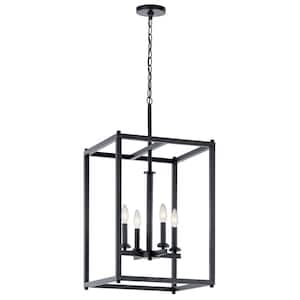 Crosby 4-Light Black Contemporary Candle Foyer Pendant Hanging Light