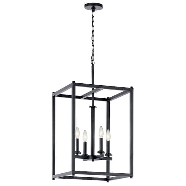 Crosby 4-Light Black Contemporary Candle Foyer Pendant Hanging Light