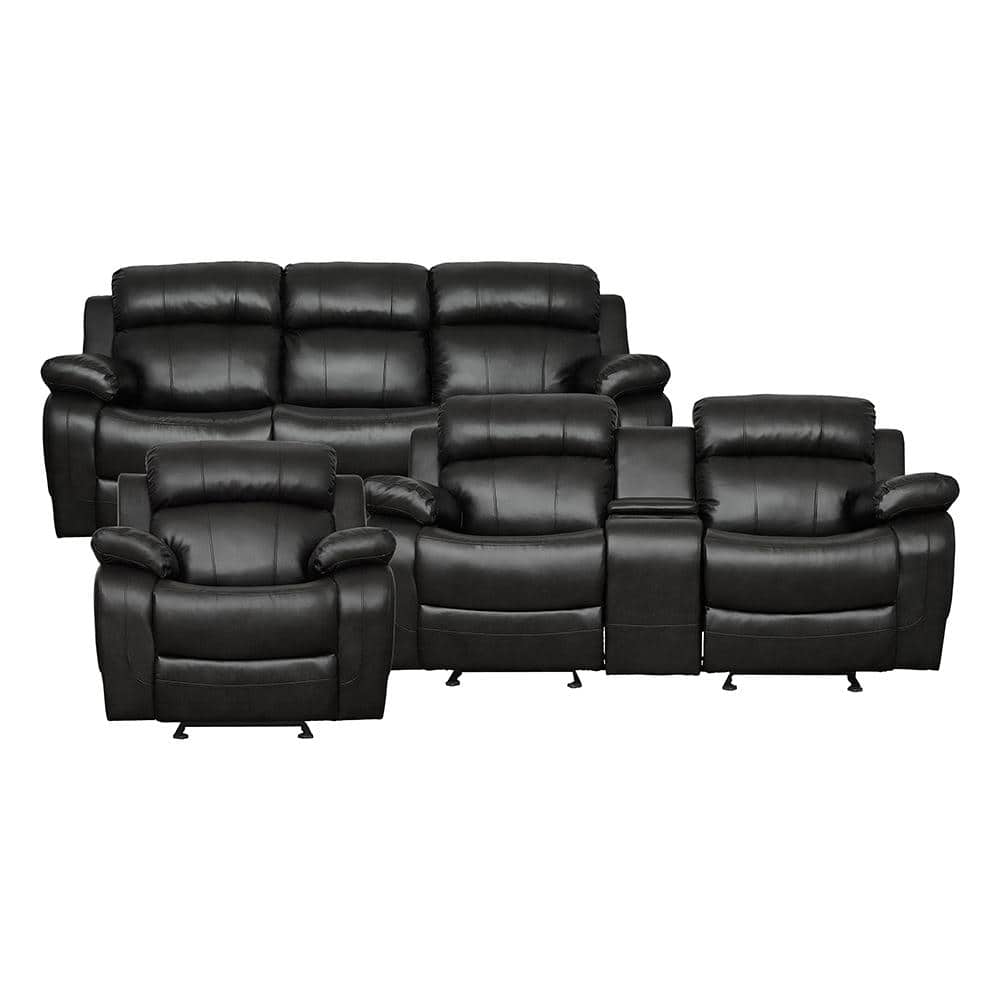 Alamo 86.5 in. W. Pillow Top Arm Faux Leather Rectangle 3-Piece Manual Recl