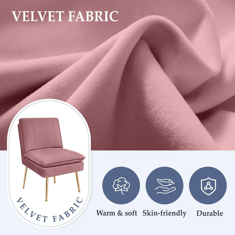 JEAREY Pink 1Piece Armless Upholstered Leisure Tight Back Accent Side