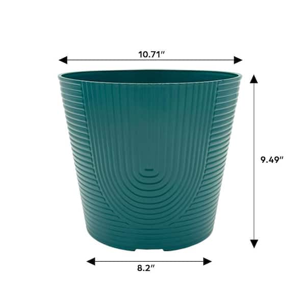 Vigoro Hayze Medium Teal Plastic Lightweight Round Planter with