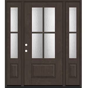 Regency 68 in. x 80 in. 3/4Lite 4SDL Oasis Deco Glass RHIS Prefinish Hickory Fiberglass Prehung Front Door w/2_ 14inSL