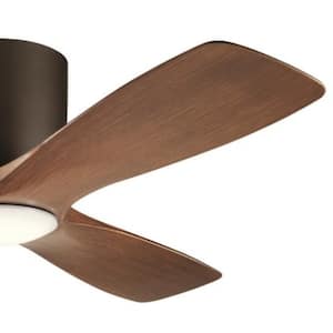 Volos 48 in. Indoor Satin Natural Bronze Low Profile Ceiling Fan with Integrated LED with Wall Control Included