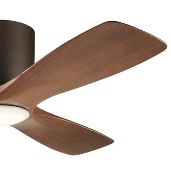 Volos 48 in. Indoor Satin Natural Bronze Low Profile Ceiling Fan with Integrated LED with Wall Control Included