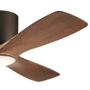 Volos 48 in. Integrated LED Indoor Satin Natural Bronze Flush Mount Ceiling Fan with Light Kit and Wall Control