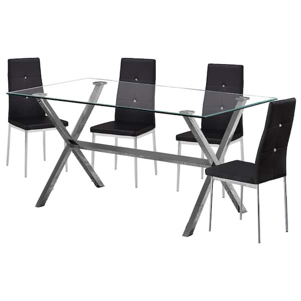 Best Master Furniture Cecil 5-piece Black Modern Rectangle Dining Set