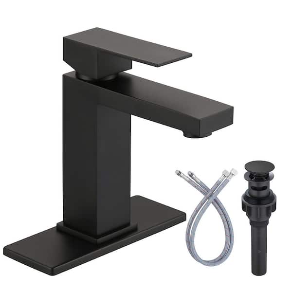 ARCORA Single-Handle Single-Hole Bathroom Faucet with Pop Up Drain in Matte Black