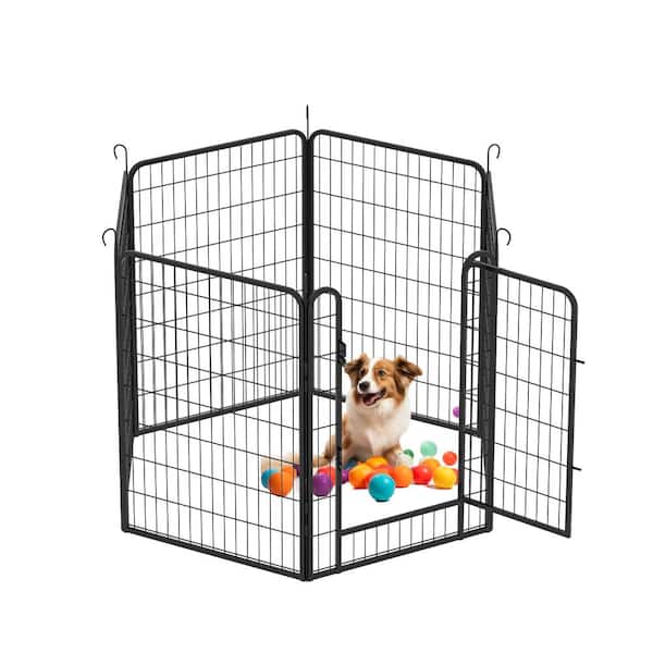 Portable Pet Exercise Pen 6-Panel Dog Playpen With Door – 60cm Height ...