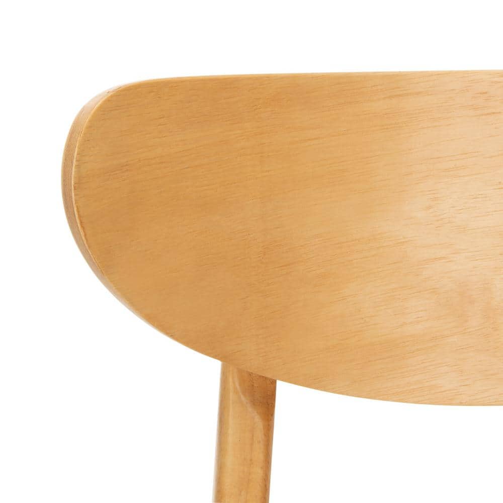 Transitional Retro High-Back Side Chair in Natural Wood & White Cushion