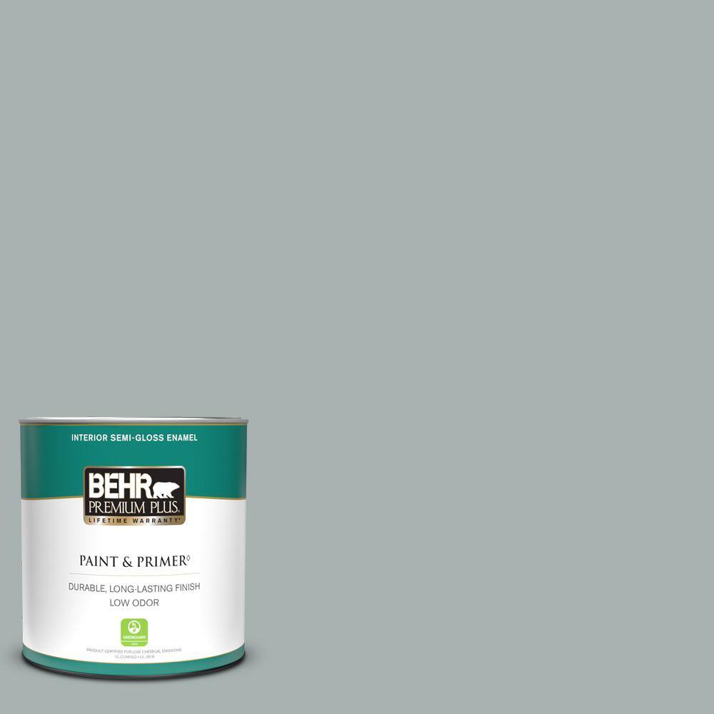 BEHR PREMIUM PLUS 1 qt. 730F4 Flint Smoke SemiGloss Enamel Low Odor