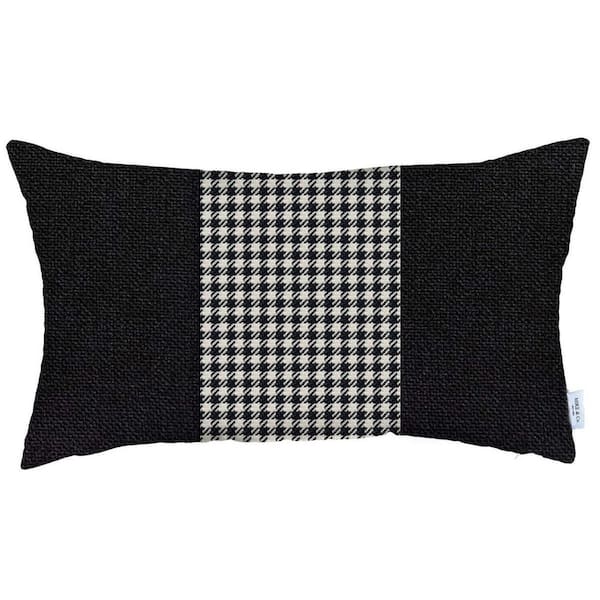 HomeRoots Black, White Geometric Polyester 12 in. x 20 in. Throw Pillow