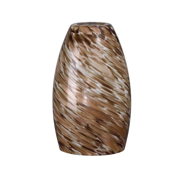 7.64 in. Orange Golden Dot Art Glass Drum Pendant Light Shade with 1.65 in. Lip Fitter (Not included)
