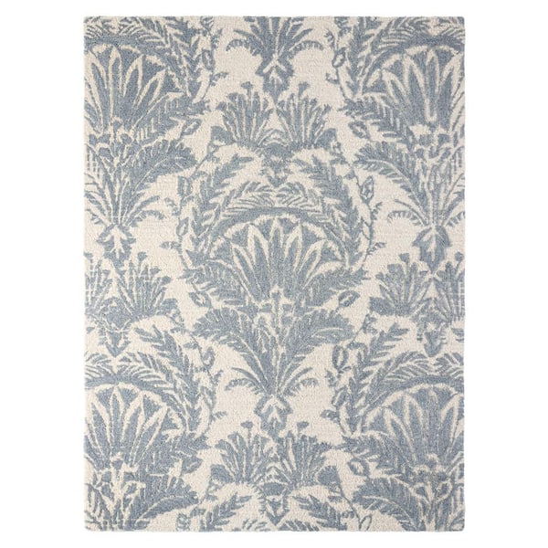 NICOLE MILLER NEW YORK Mod Damask Chambray Handmade Grey 8 ft. x 10 ft. Area Rug