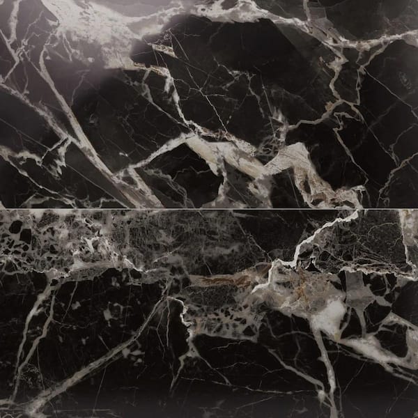 Montari Black Gold 24 in. x 48 in. Marble Look Polished Porcelain Floor and Wall Tile (15.49 sq. ft. / Case)
