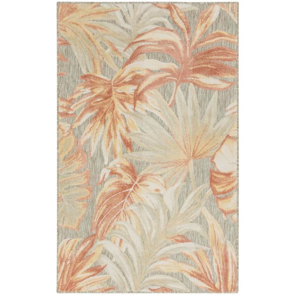 Aloha Sage Rose 3 ft. x 4 ft. Palmette Contemporary Area Rug