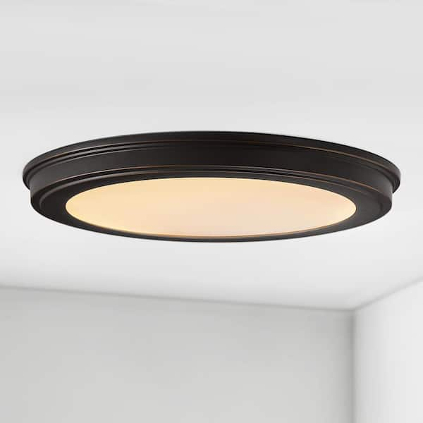 Commercial Electric 15 in. Oil Rubbed Bronze 5 CCT LED Round Flush