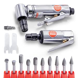Air Die Grinder Kit Right Angle Grinder w/Die Grinder Combo and 10-Piece Single Cut Carbide Burr Set Lightweight Bearing