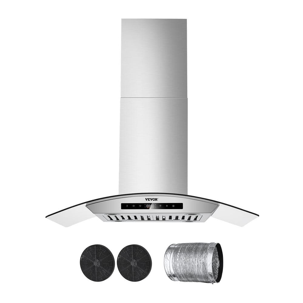 VEVOR Wall Mount Range Hood, 36 in. Chimney-Style Ceiling Mount Vent, 800 CFM Stainless Steel Kitchen Stove Hood Ducted