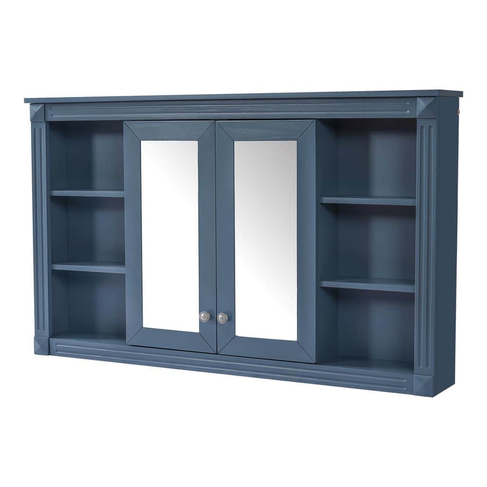 47 in. W x 28.7 in. H Rectangular Blue Wood Bathroom Medicine Cabinet with Mirror and Adjustable Shelf price history on PriceWatchPro