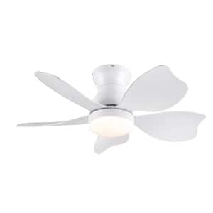 30 in. Indoor White Smart Ceiling Fan with Remote Control, Dimmable
