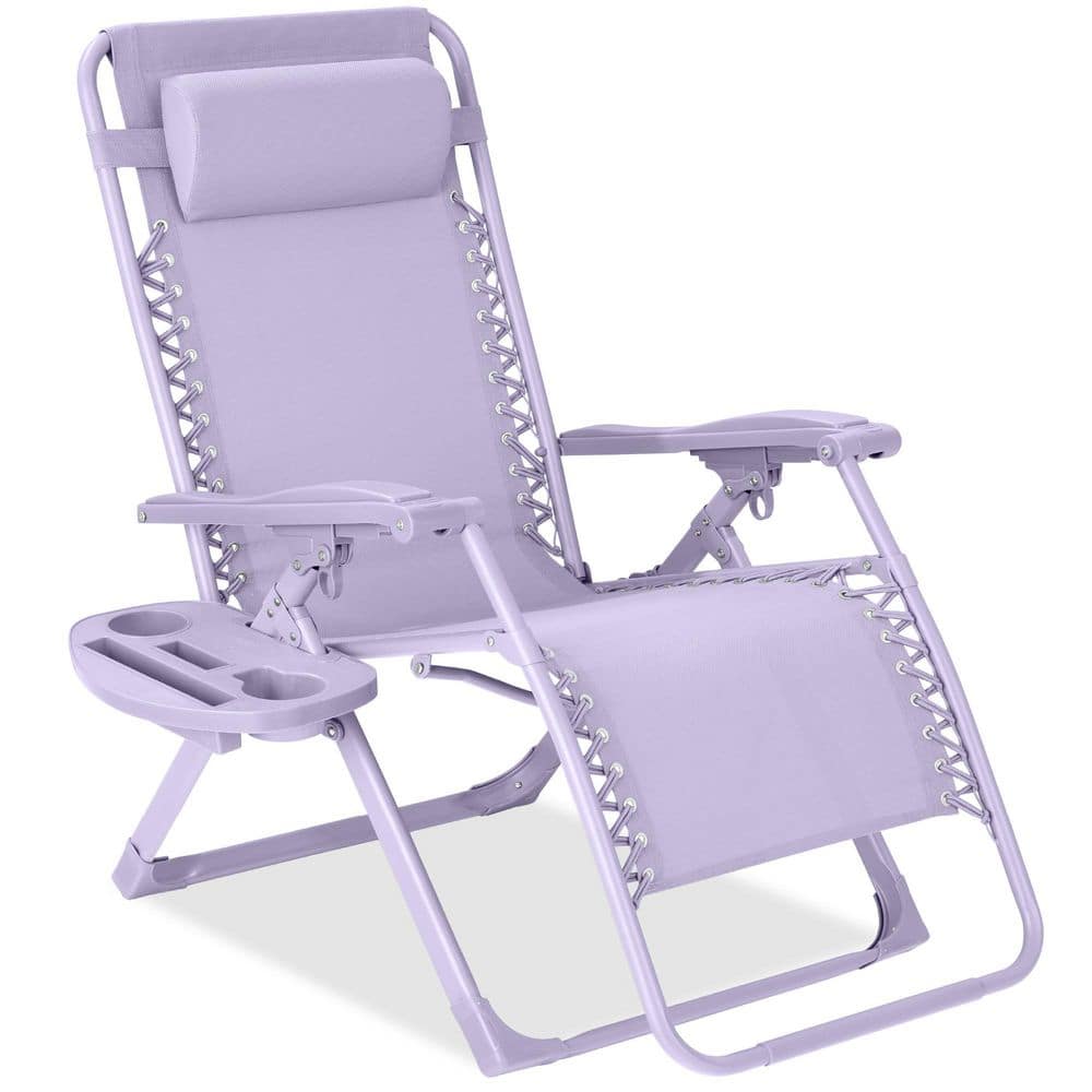 Lavender Zero Gravity Reclining Beach Lounger with Tray