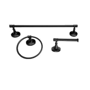Edgerton 3-Piece Bath Hardware Set with 18 in. Towel Bar, Toilet Paper Holder and Towel Ring in Matte Black