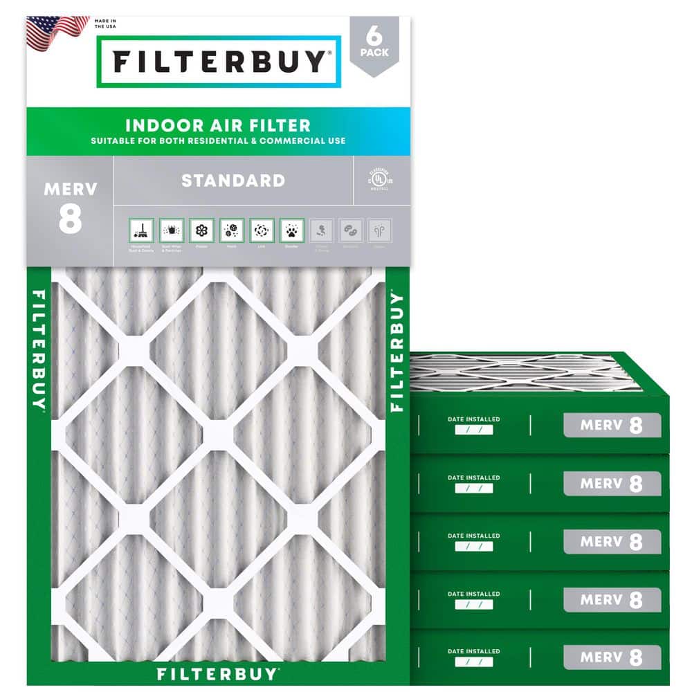 8 in. x 16 in. x 2 in. MERV 8 (FPR 5) Dust Defense Pleated HVAC AC Furnace Air Filters Replacement (6-Pack) price history on PriceWatchPro